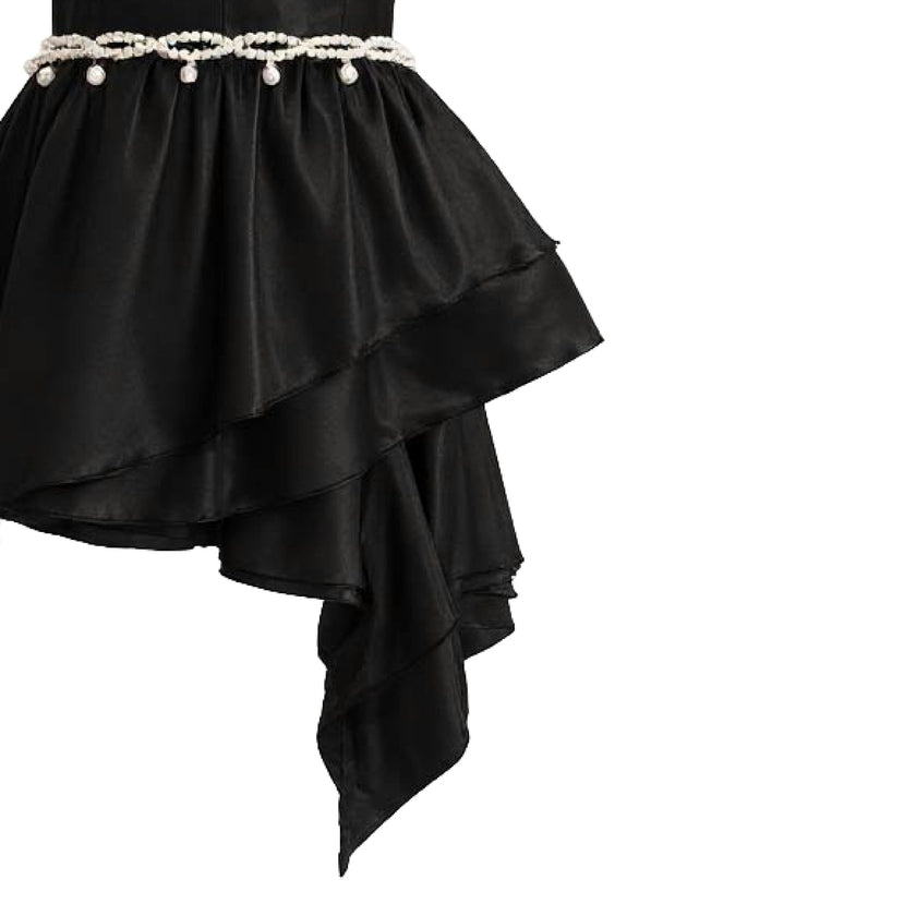 Black Elowen Asymmetrical Sweetheart Dress