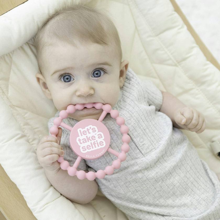 Lets Take a Selfie Beaded Round Grip Silicon Teether
