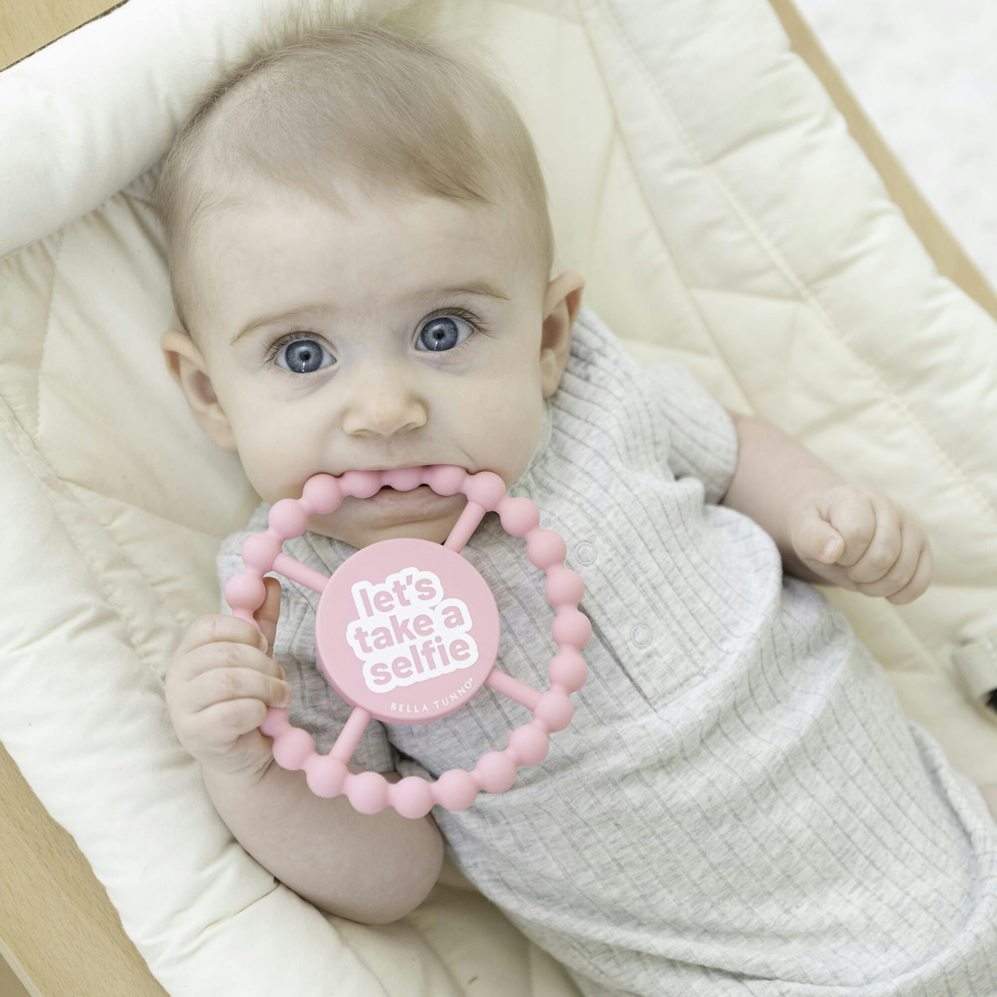 Lets Take a Selfie Beaded Round Grip Silicon Teether
