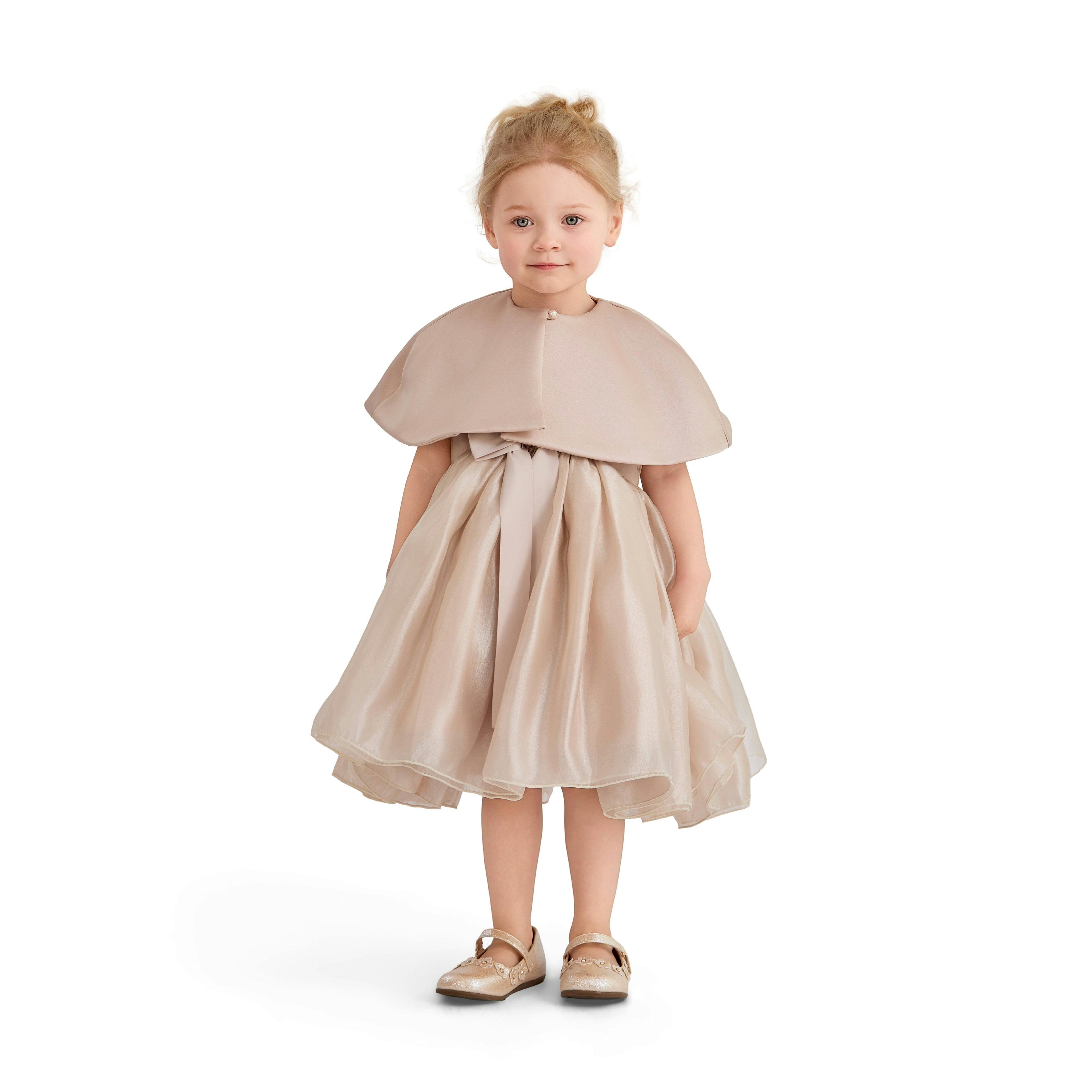 Pink Dovera Timeless Cape-Overlay Gown