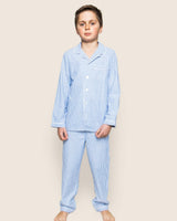 Kid's Twill Pajama Set in French Blue Heritage Stripe