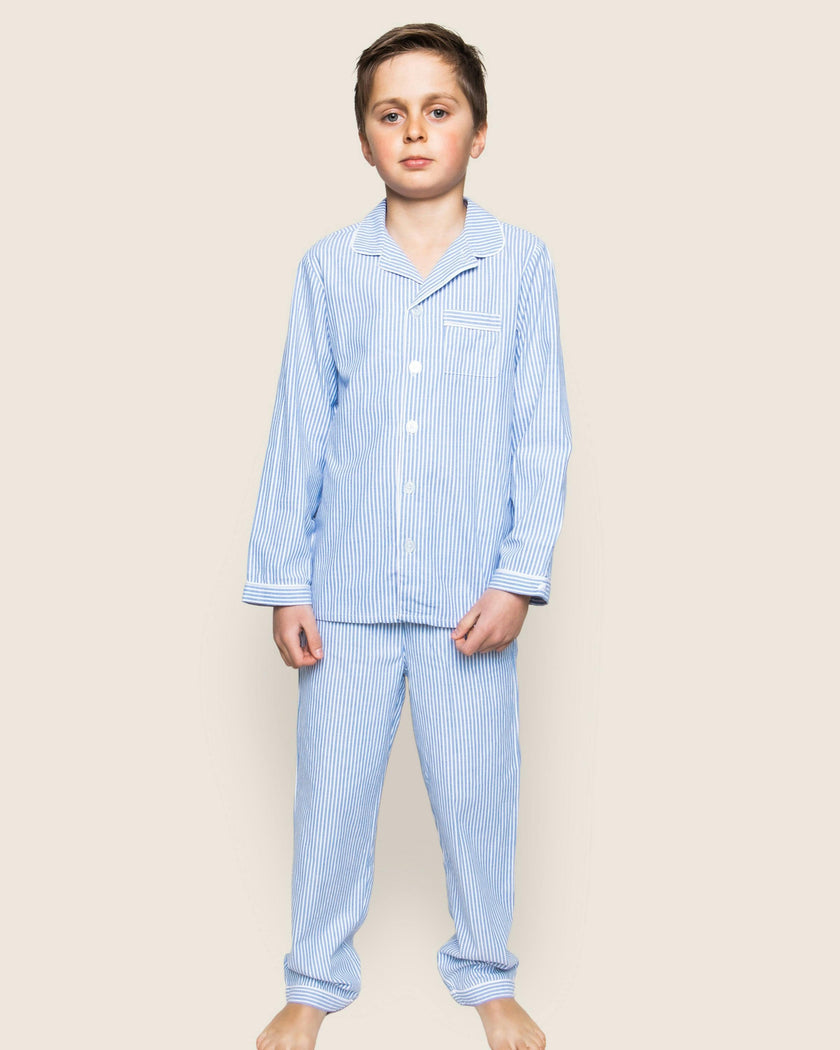 Kid's Twill Pajama Set in French Blue Heritage Stripe