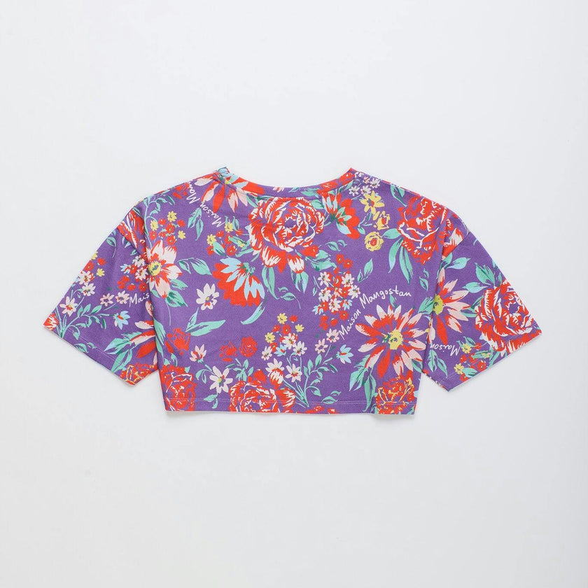 BEVERLY FLOWERS CROP TOP DEEP LAVENDER