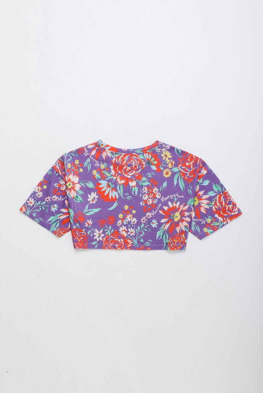 BEVERLY FLOWERS CROP TOP DEEP LAVENDER