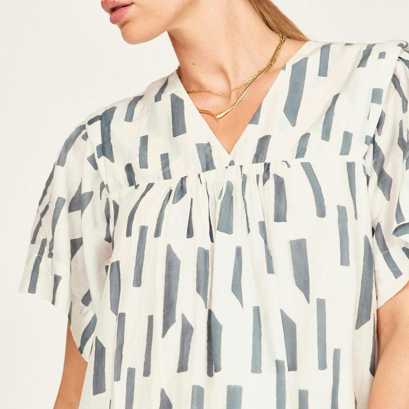Belem Dress in White Rainfall