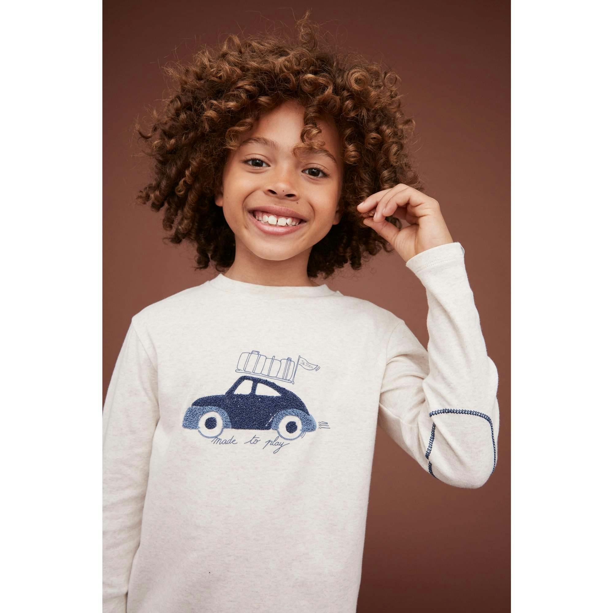 Long Sleeve Embroidered Car T-shirt