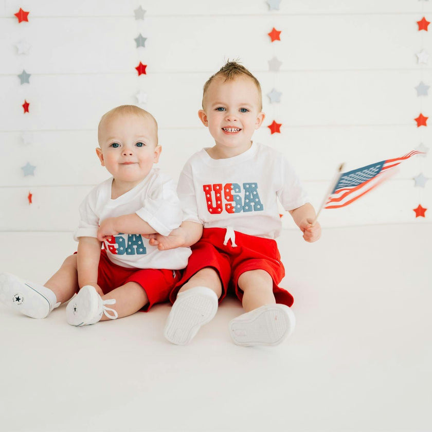 USA Puff Ink Short Sleeve T-Shirt - White