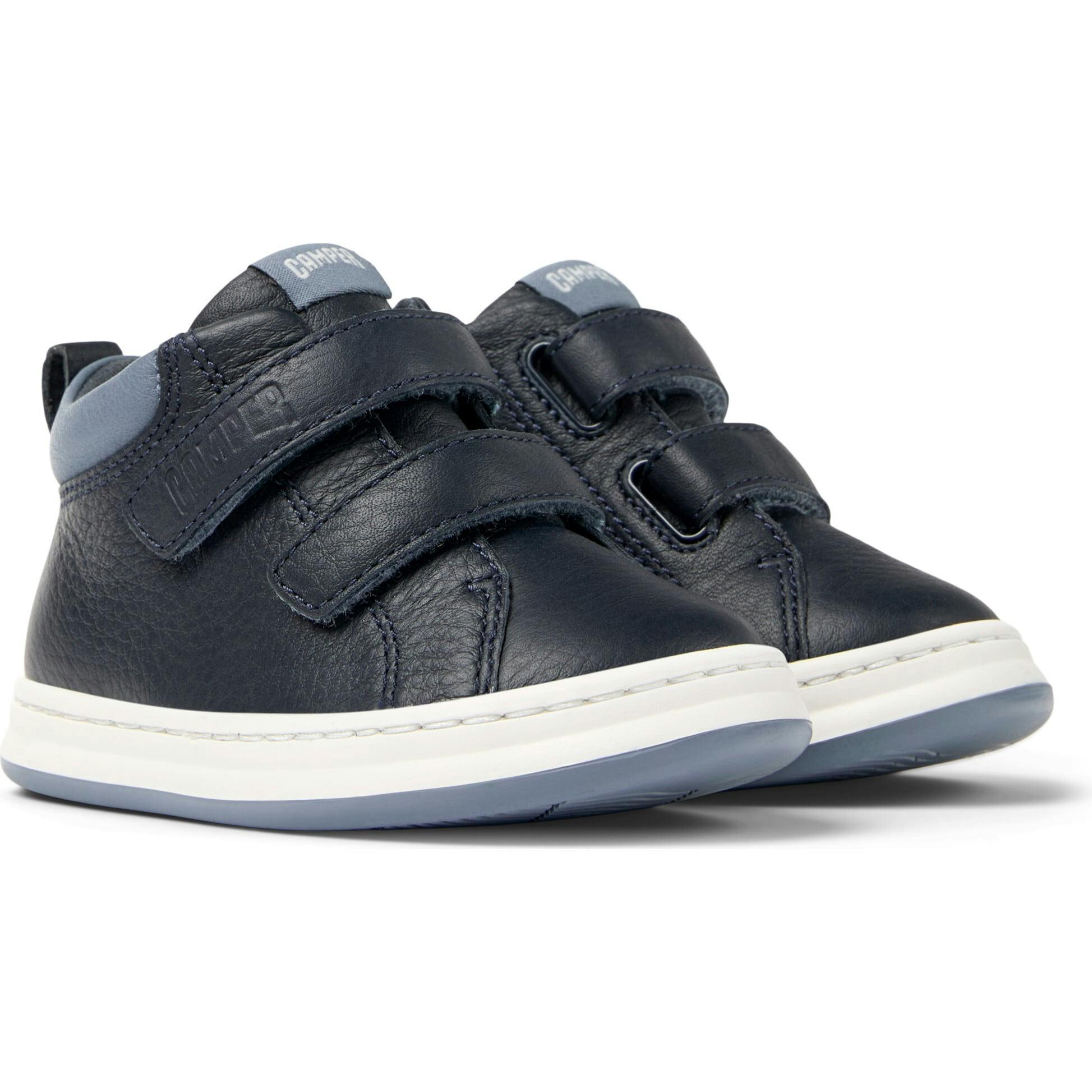 Kids Runner Leather Sneakers, Navy