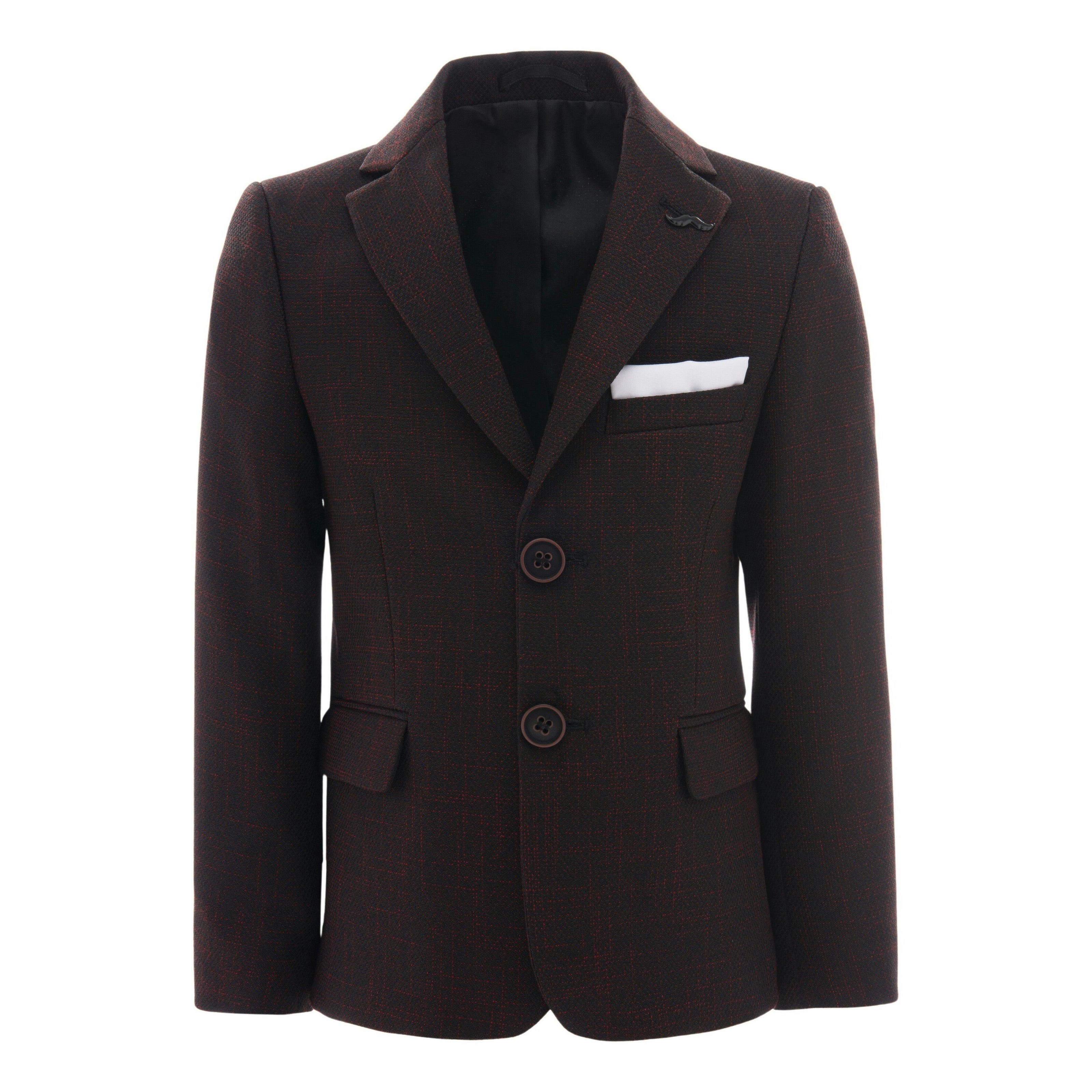 Red Bordeaux Peak Lapel Blazer