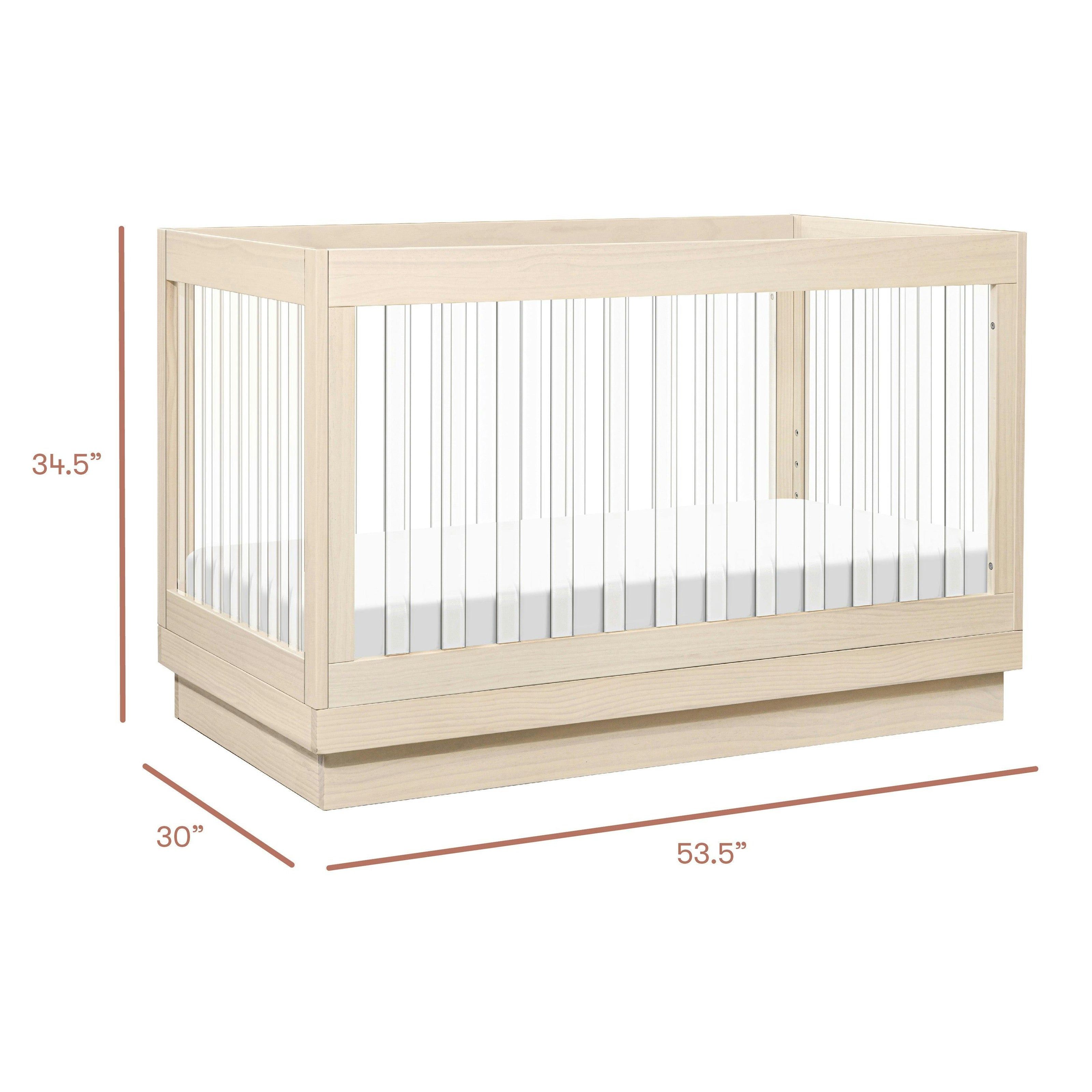 Babyletto Harlow Acrylic 3-in-1 Convertible Crib with Toddler Bed Conversion Kit