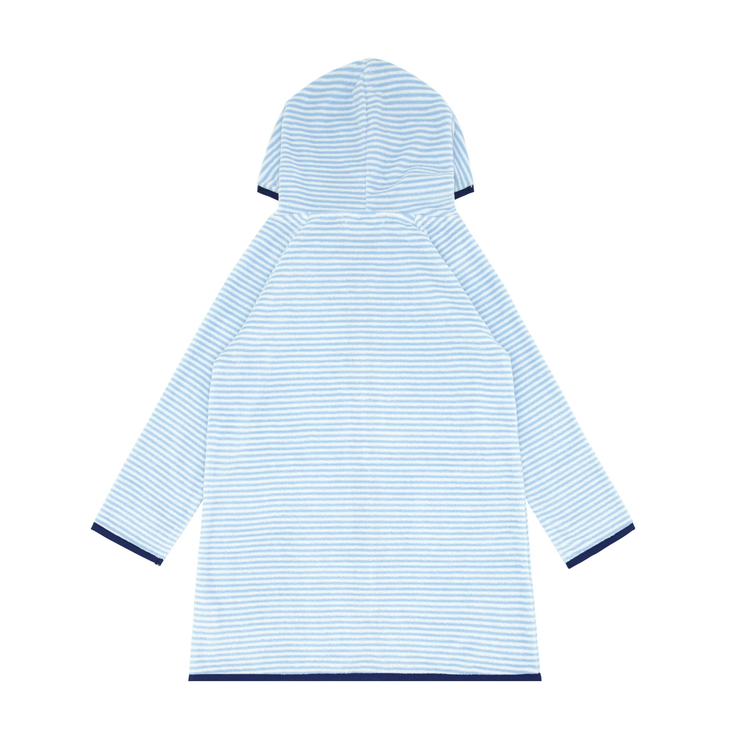 unisex powder blue stripe french terry hooded zipper coverup