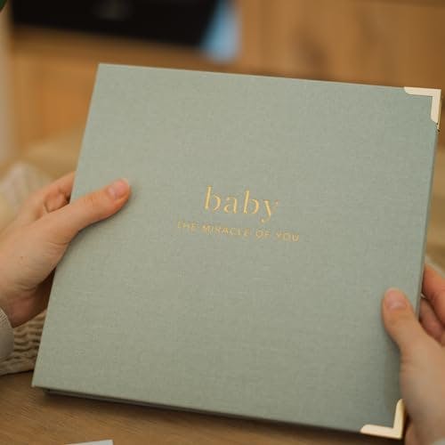 Keepsake Baby Memory Book for Boys and Girls - Timeless First 5 Year Baby Book - Linen Journal Scrapbook & Photo Album - Record Every Milestone Birth to Age 5