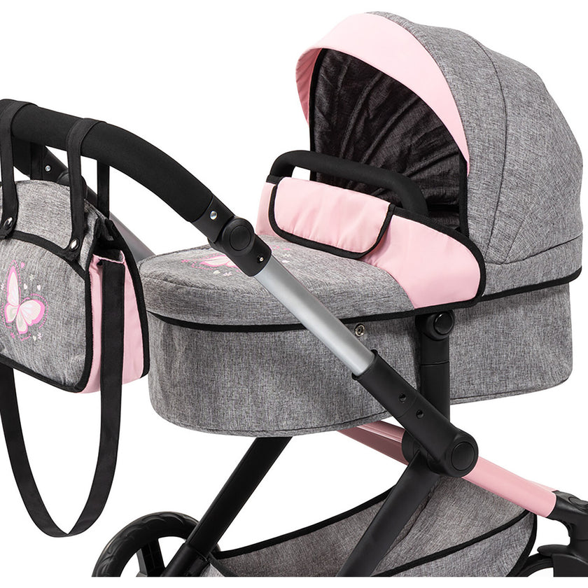 Bayer Design Dolls: Pram Xeo - Grey & Pink