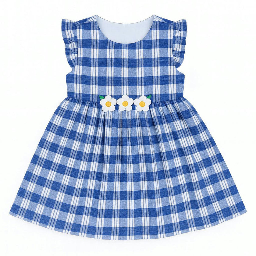 Plaid Seersucker Dress With Flowers