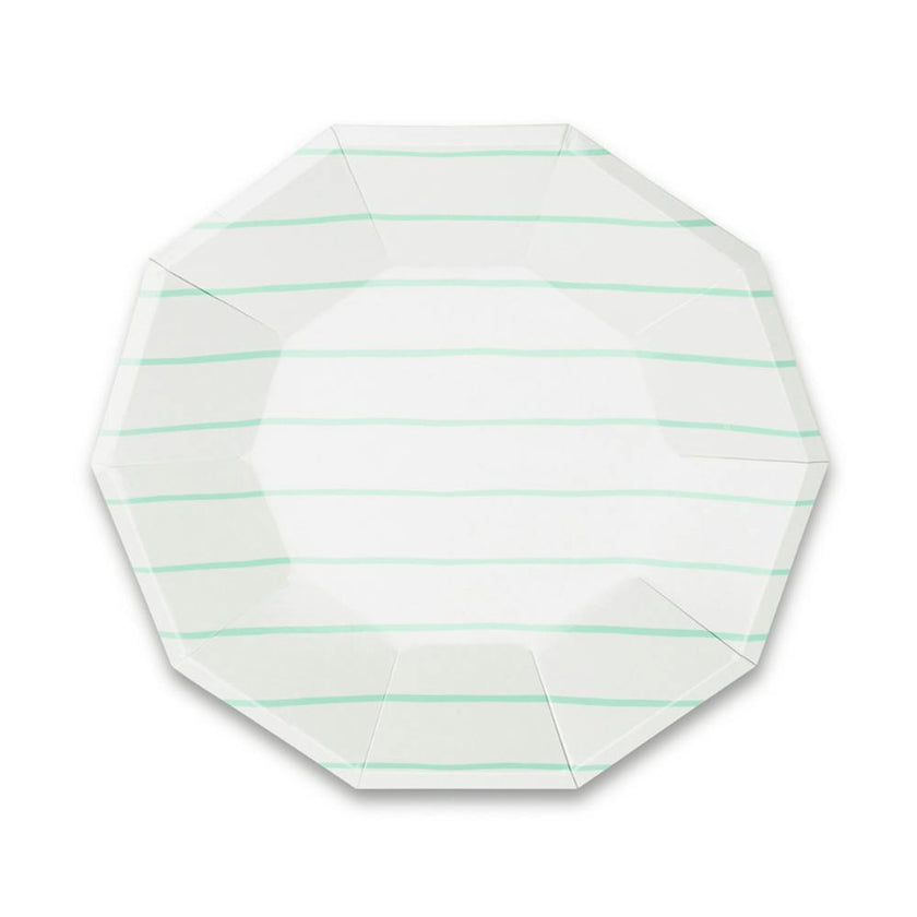 Mint Frenchie Striped Large Plates