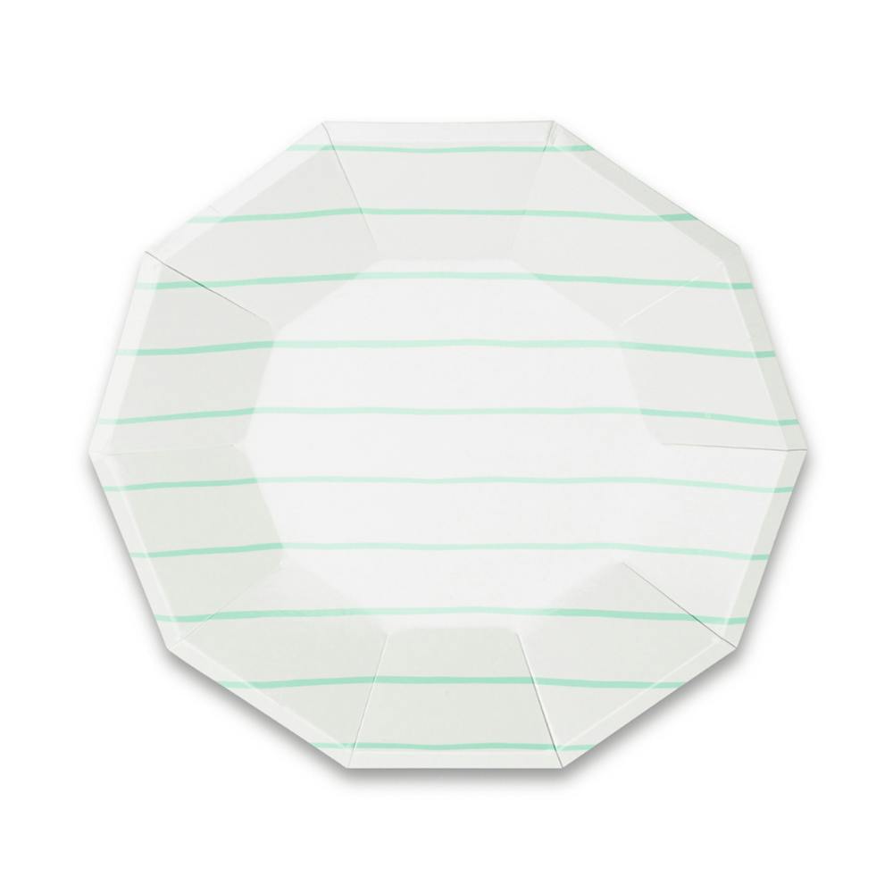Mint Frenchie Striped Large Plates
