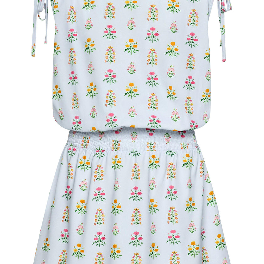 Helen Dress Blue Floral Block Print