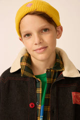 Organic Waffle Knit Beanie in Brass Yellow