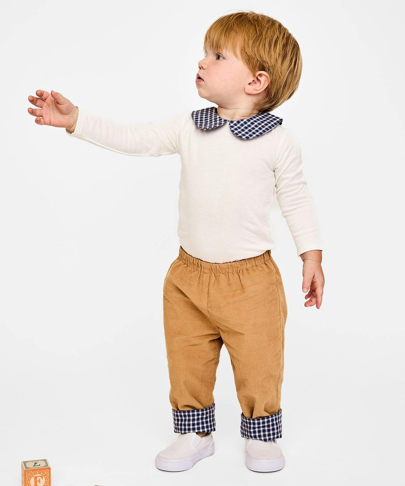 Reversible Pant, Marine Tiny Check
