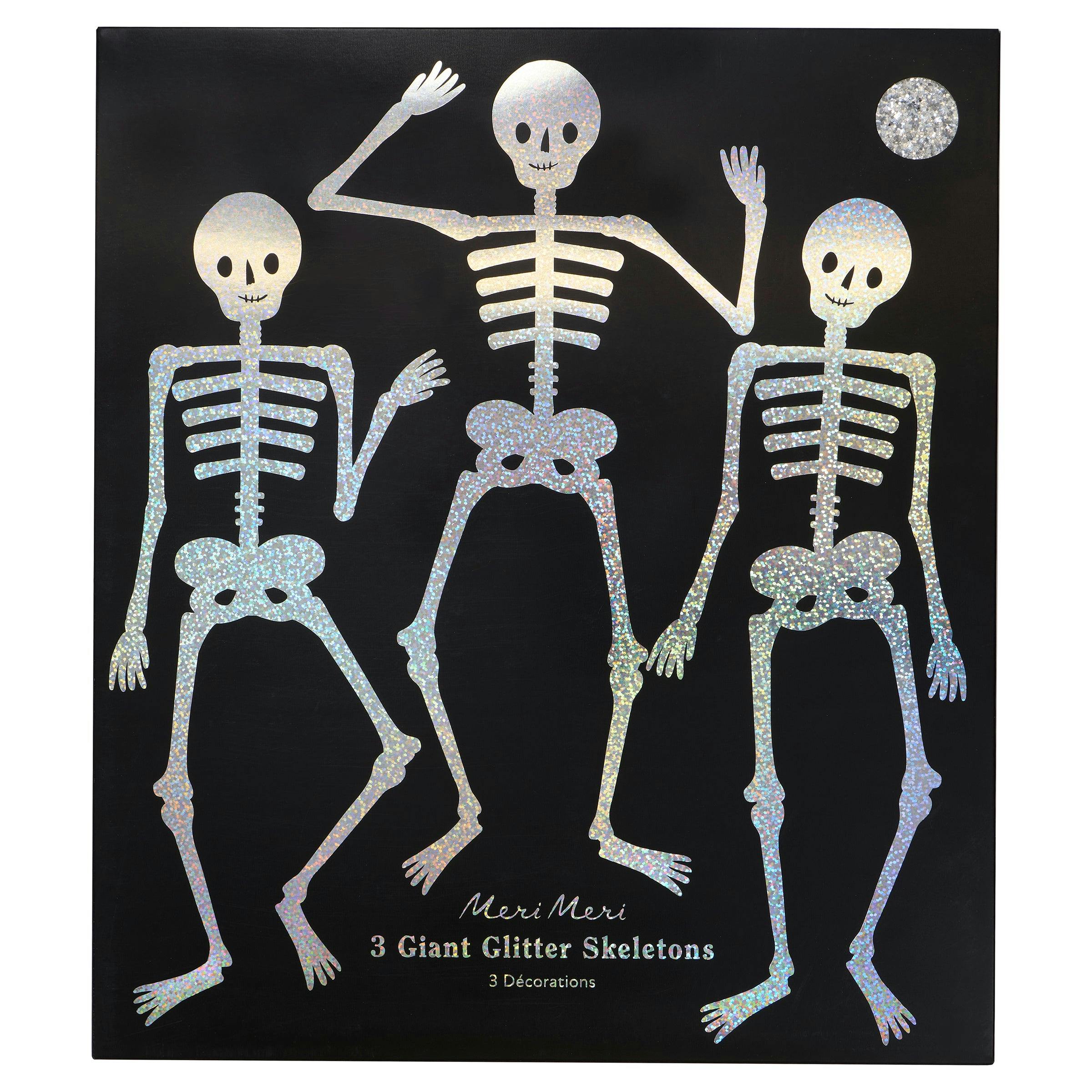Giant Glitter Jointed Skeleton Decorations