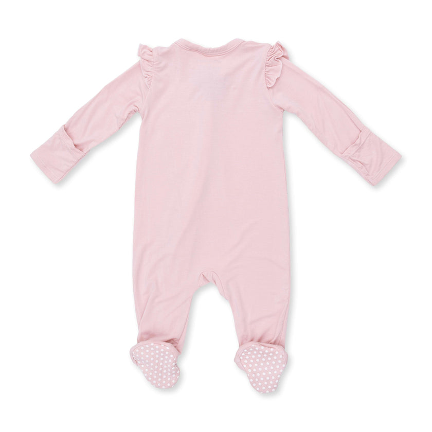 Solid Peachskin - 2 Way Ruffle Sleeve Zipper Footie