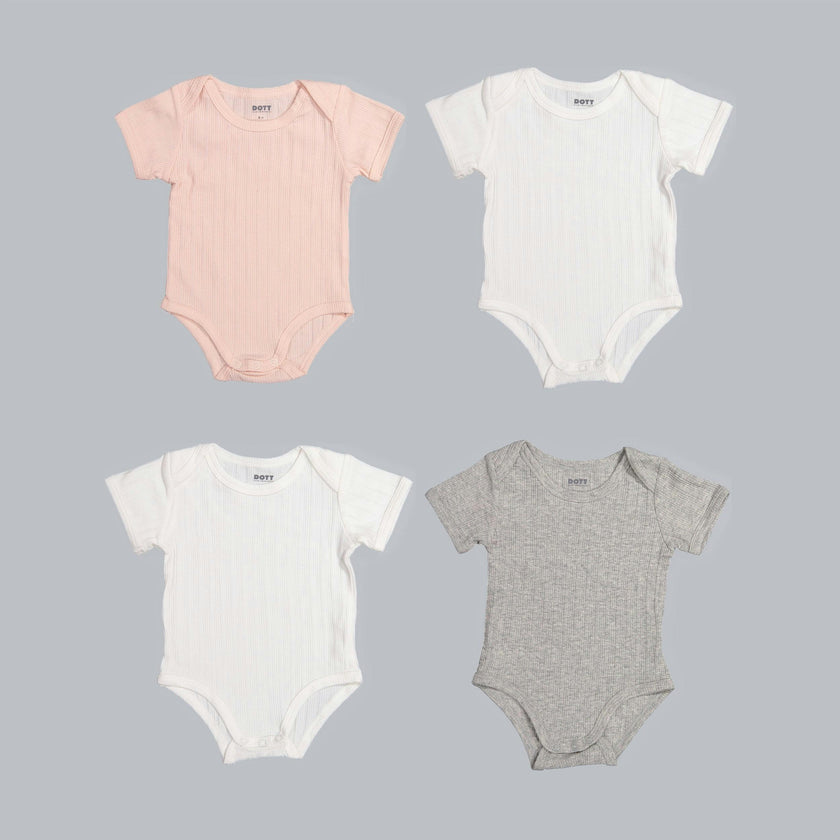 *Exclusive* Baby Girl Short Sleeve 4pc Onesie Set