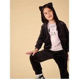 Ears Velour Hoodie, Black