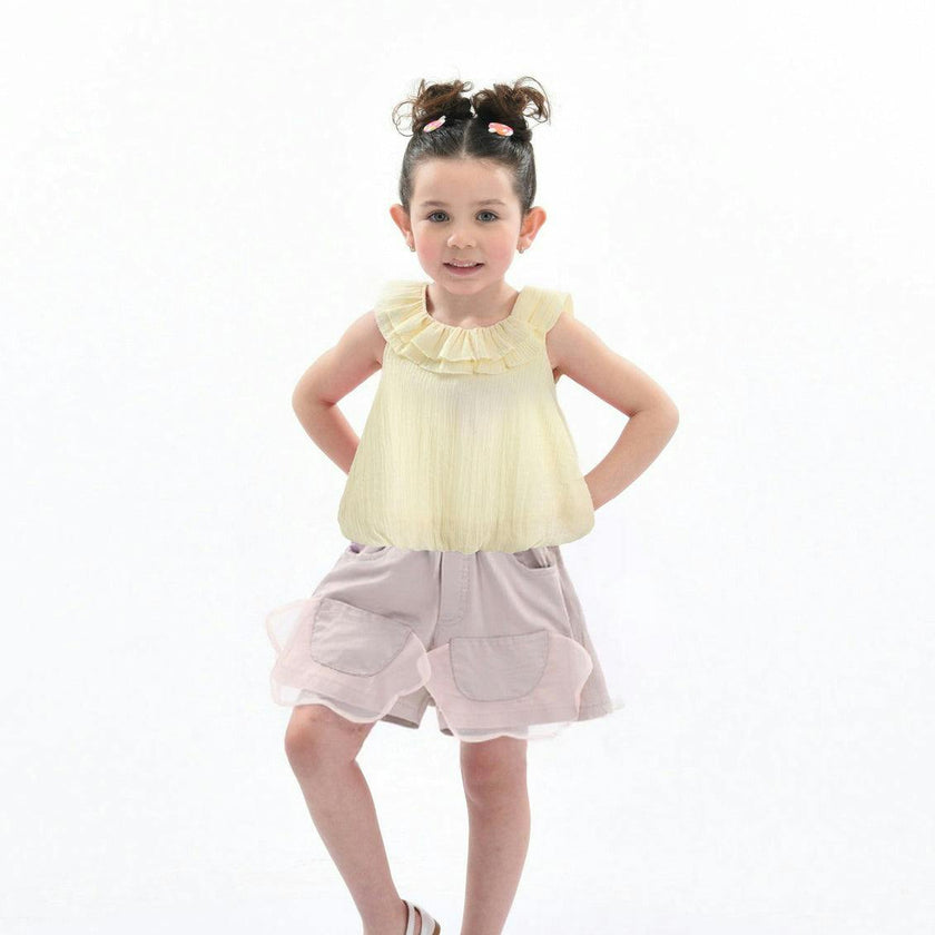 Yellow Mauve Ruffle Outfit Set