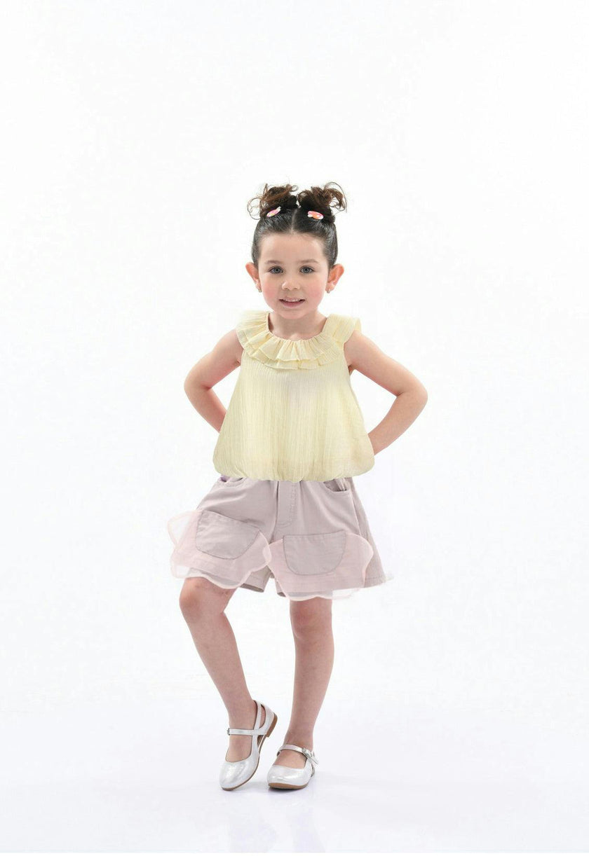 Yellow Mauve Ruffle Outfit Set