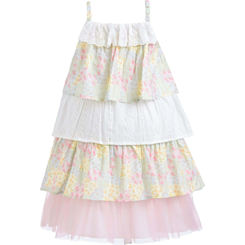Tiered Warm Floral Dress Set, Yellow