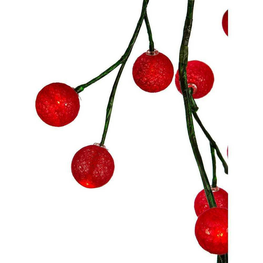 6-Foot Green Garland with 48 Red LED and Red Ball Lights