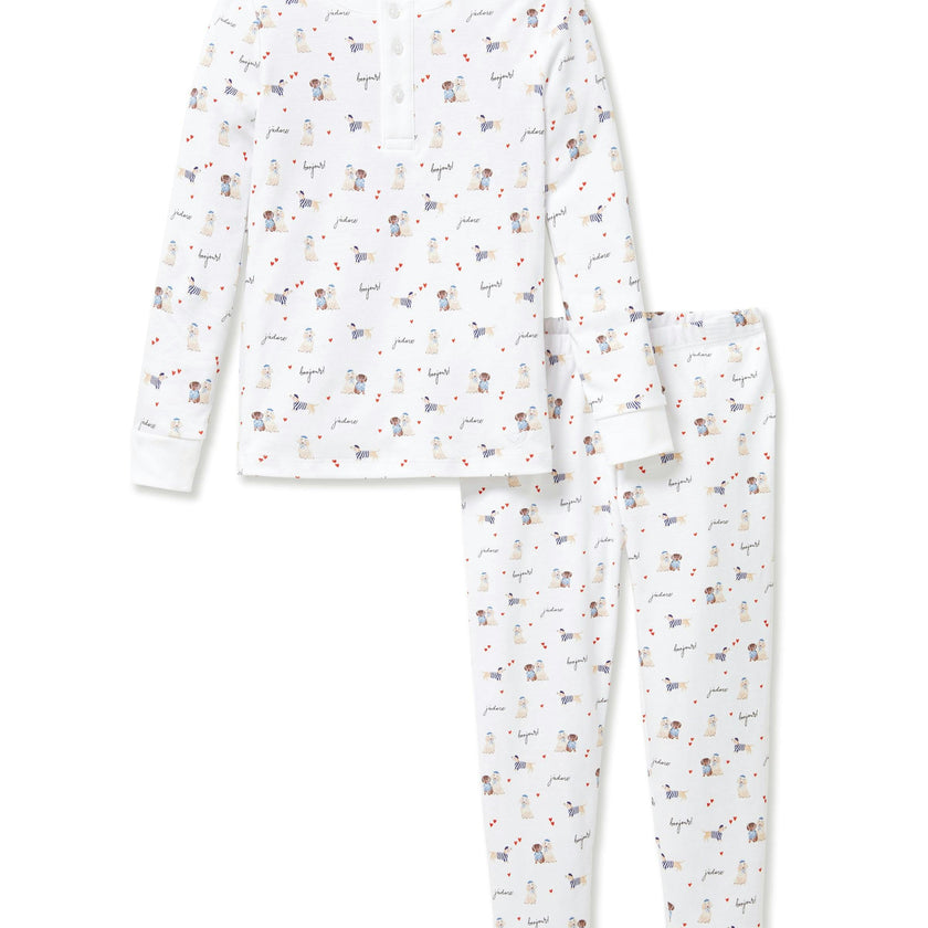 Kid's Pima Snug Fit Pajama Set in Le Woof