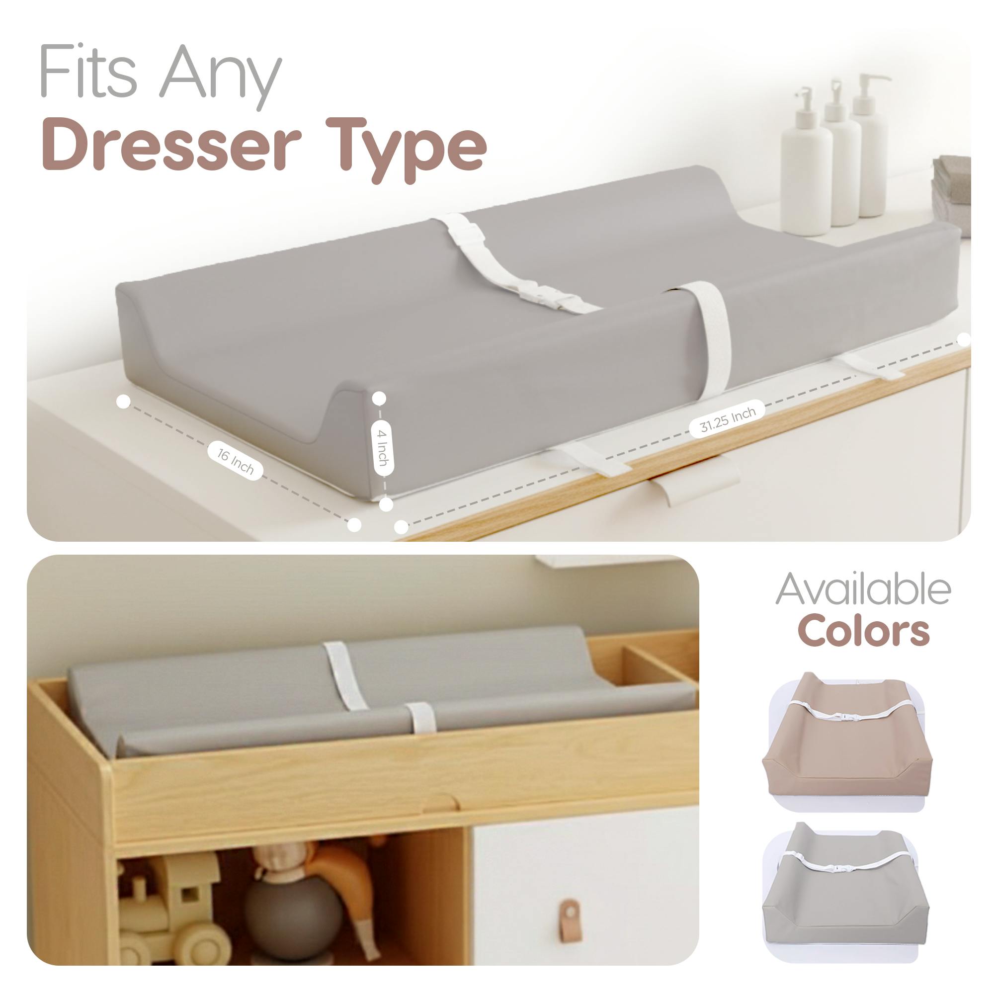 Waterproof Vegan Leather Contoured Baby Changing Pad