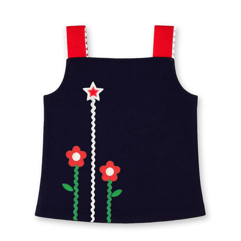 Knit Top With Ric Rac, Flowers & Star