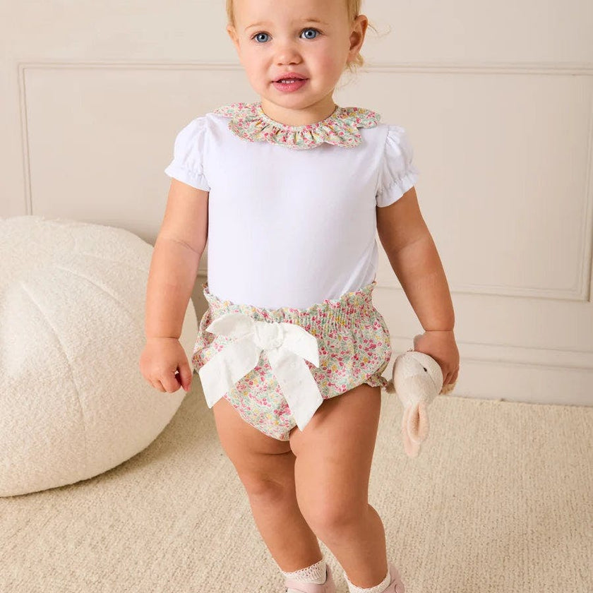 Adelaide Floral Bow Detail Bloomers in Pink (1mth-2yrs)