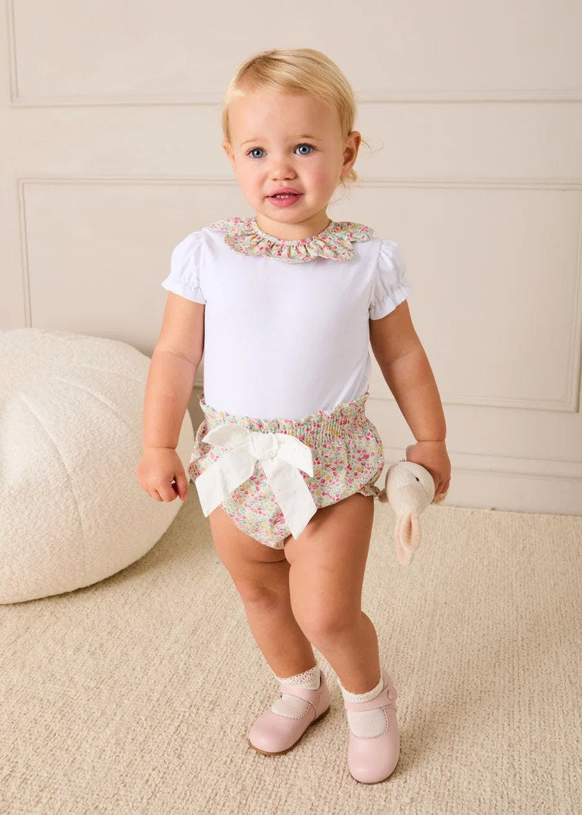 Adelaide Floral Bow Detail Bloomers in Pink (1mth-2yrs)