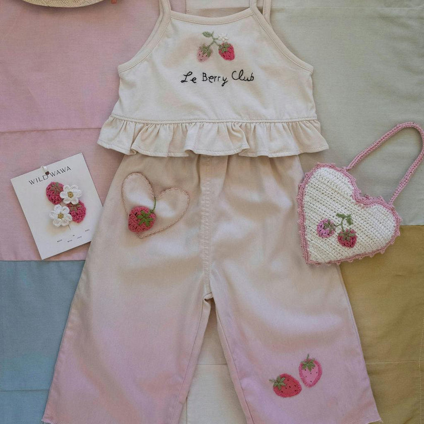 Crochet Clip Set in Strawberry Daisy