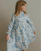 Aoki Blue Toile Dress| Long Sleeve