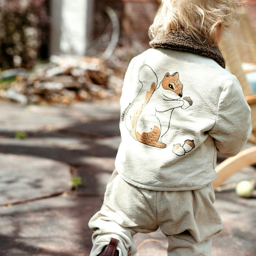 Beige Corduroy Sherpa Reversible Jacket