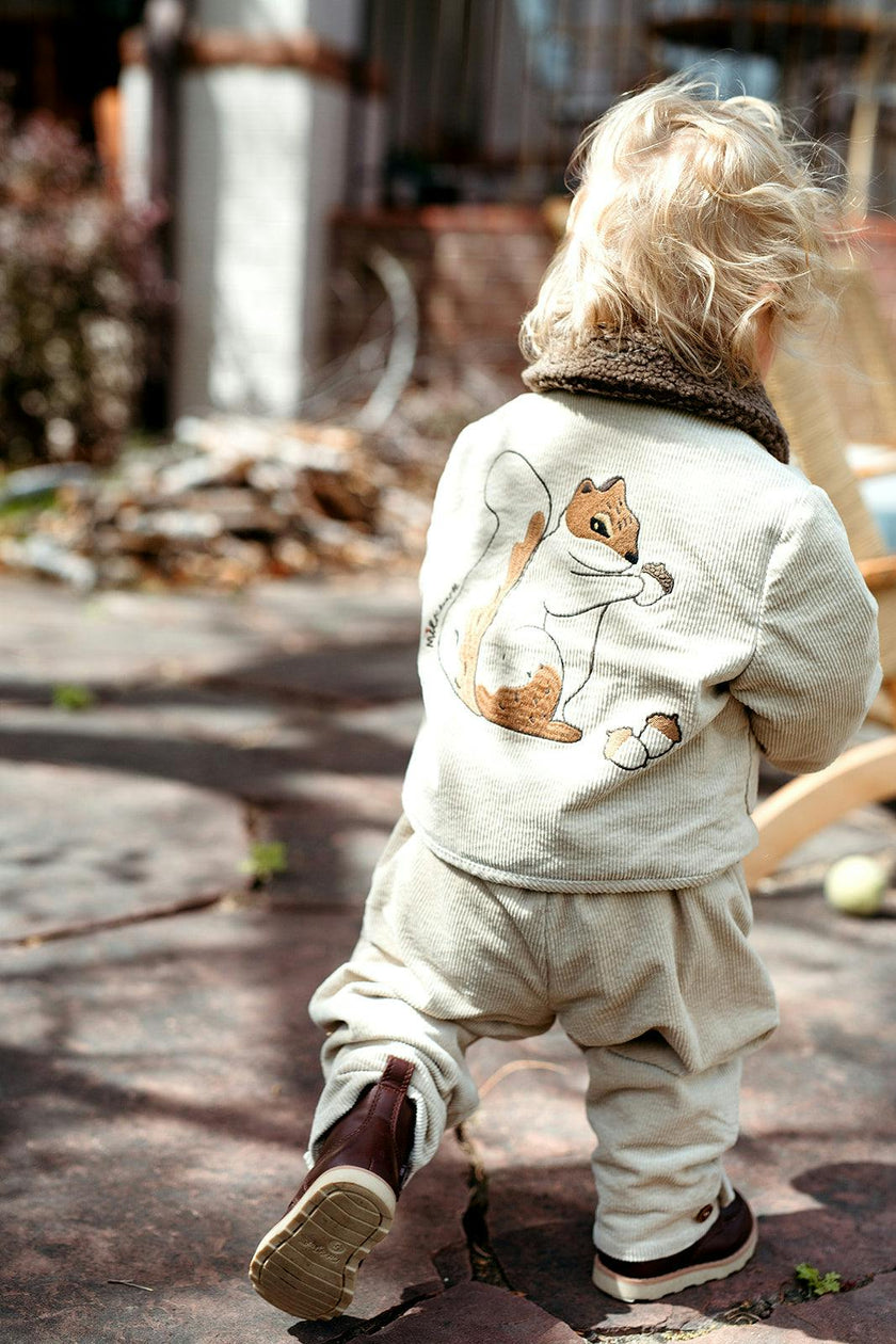 Beige Corduroy Sherpa Reversible Jacket