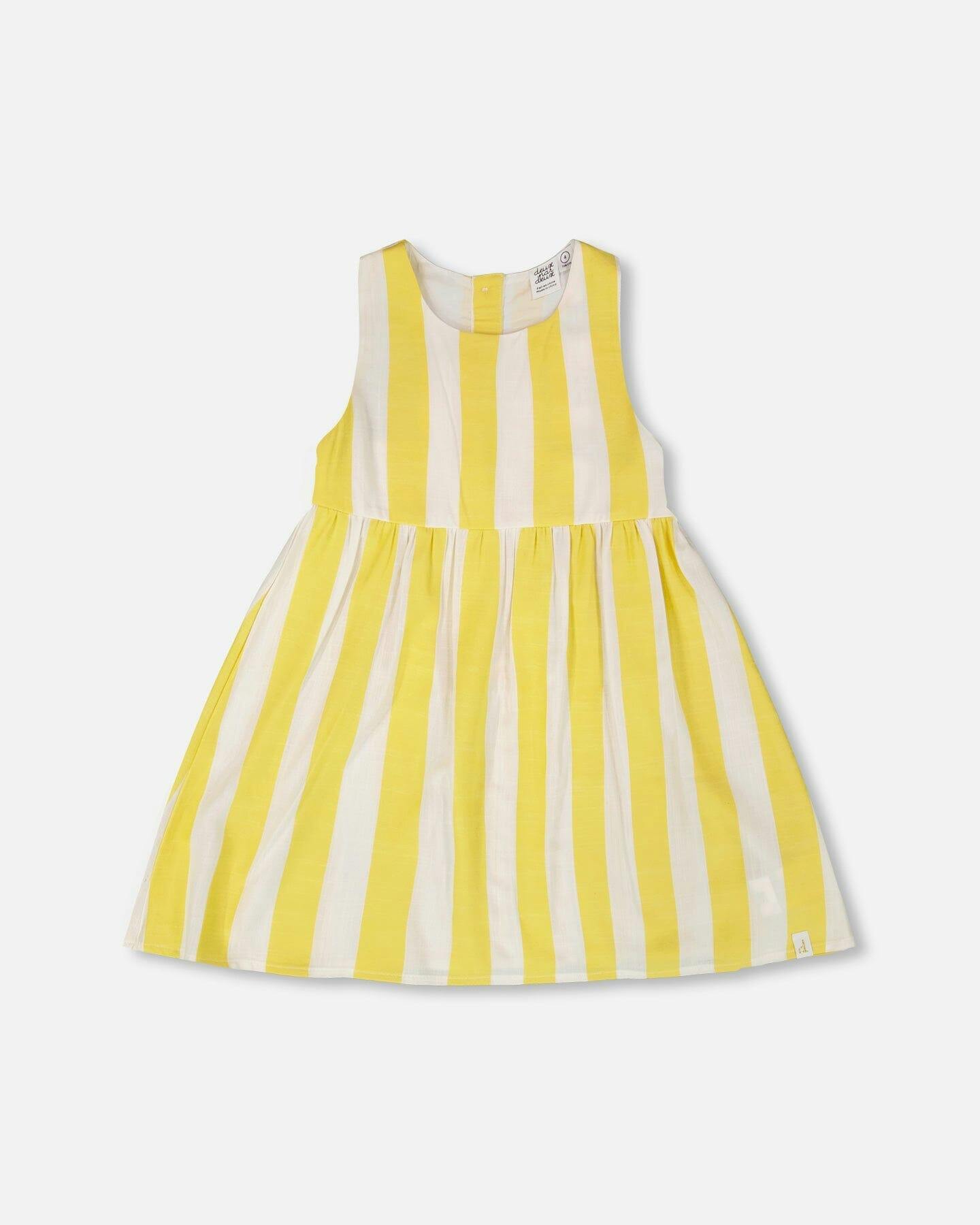 Sleeveless Dress White And Yellow Stripes