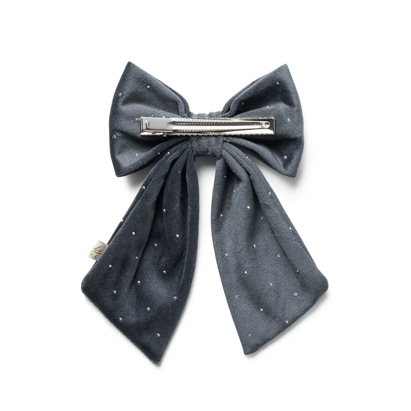 Halo Luxe Vivienne Studded Velvet Medium Hair Clip -  Gray
