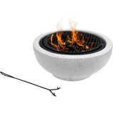Outdoor 24" Wood Burning Fire Pit with Grill Grate and Faux Concrete Base Gray