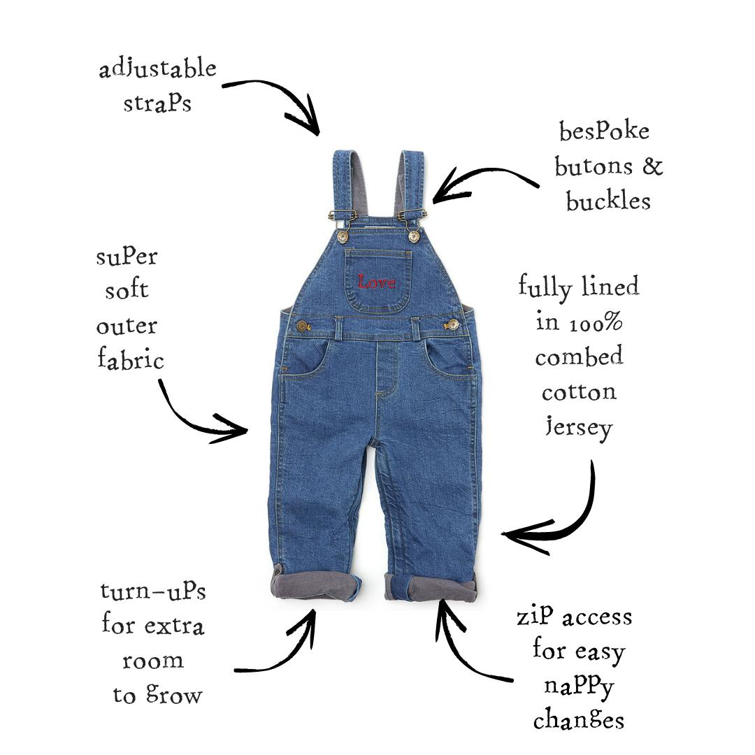 Stonewash LOVE Denim Overalls