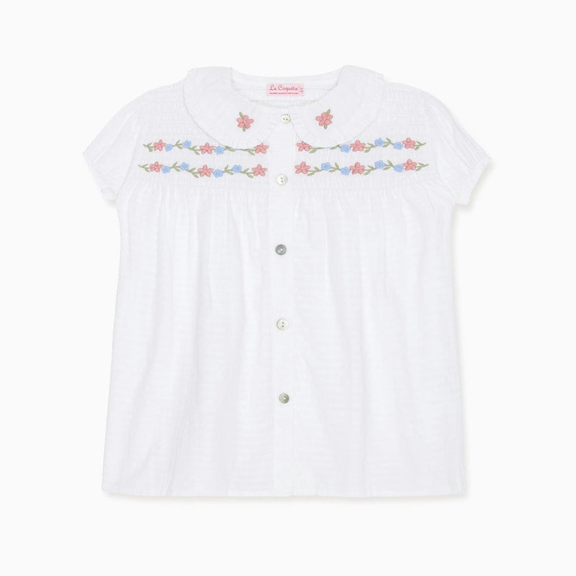 White Gingham Juana Girl Shirt