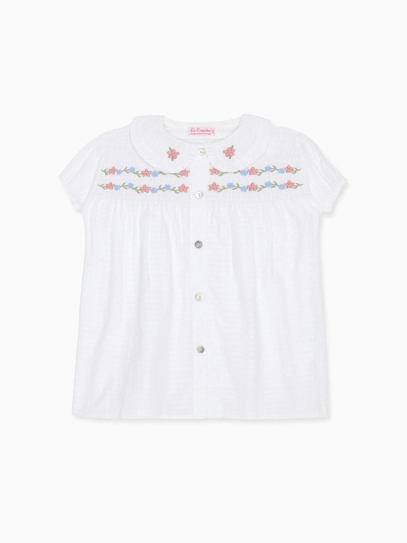 White Gingham Juana Girl Shirt