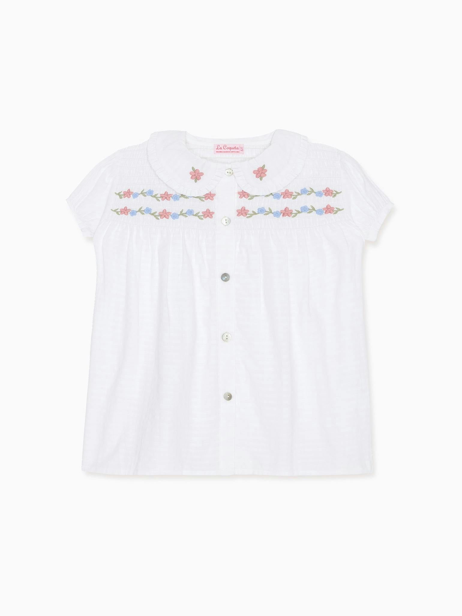 White Gingham Juana Girl Shirt