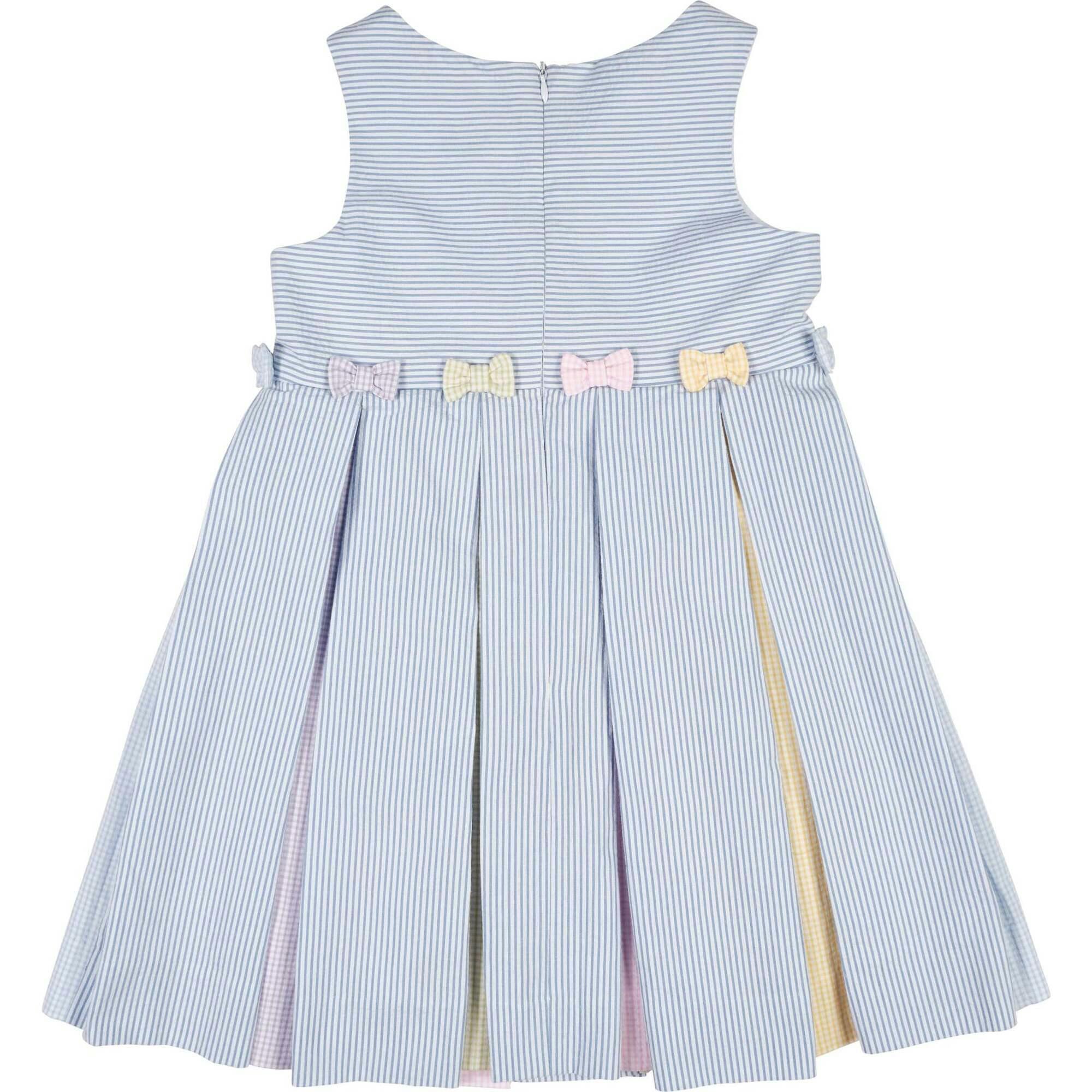 Multicolor Seersucker Pleated Dress