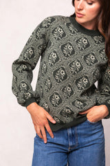 Vivienne Sweater in Emerald Lattice Bloom