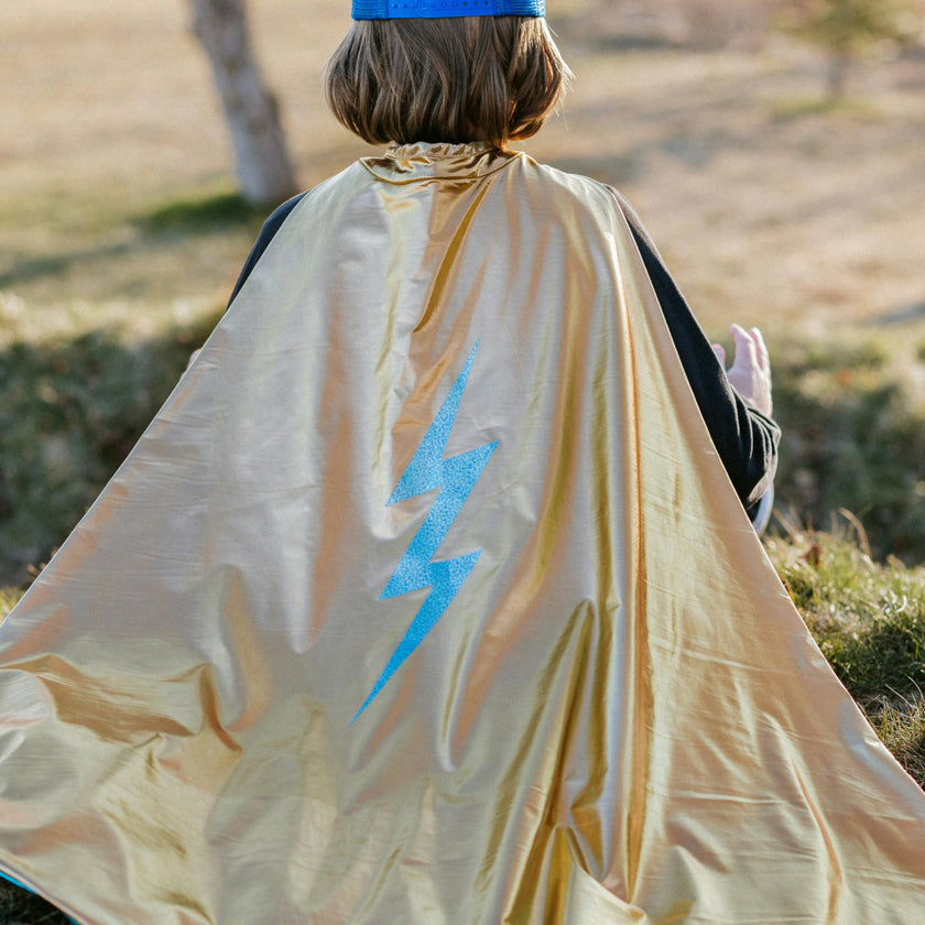 Reversible Blue Lightning Holographic Cape